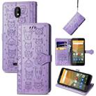 For Vodafone Smart E11 Cat and Dog Embossed Horizontal Flip Phone Leather Case with Holder & Card Slot & Wallet & Lanyard(Purple) - 1