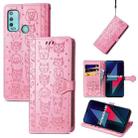 For Wiko Power U30 Cat and Dog Embossed Horizontal Flip Phone Leather Case with Holder & Card Slot & Wallet & Lanyard(Pink) - 1