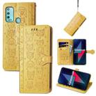 For Wiko Power U30 Cat and Dog Embossed Horizontal Flip Phone Leather Case with Holder & Card Slot & Wallet & Lanyard(Yellow) - 1