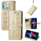 For Wiko Power U30 Cat and Dog Embossed Horizontal Flip Phone Leather Case with Holder & Card Slot & Wallet & Lanyard(Gold) - 1