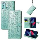 For Wiko Power U30 Cat and Dog Embossed Horizontal Flip Phone Leather Case with Holder & Card Slot & Wallet & Lanyard(Green) - 1