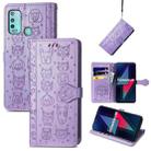 For Wiko Power U30 Cat and Dog Embossed Horizontal Flip Phone Leather Case with Holder & Card Slot & Wallet & Lanyard(Purple) - 1