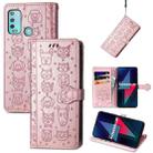 For Wiko Power U30 Cat and Dog Embossed Horizontal Flip Phone Leather Case with Holder & Card Slot & Wallet & Lanyard(Rose Gold) - 1