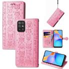 For Honor Play 5T Youth Cat and Dog Embossed Horizontal Flip Phone Leather Case with Holder & Card Slot & Wallet & Lanyard(Pink) - 1