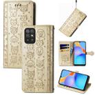 For Honor Play 5T Youth Cat and Dog Embossed Horizontal Flip Phone Leather Case with Holder & Card Slot & Wallet & Lanyard(Gold) - 1