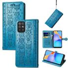 For Honor Play 5T Youth Cat and Dog Embossed Horizontal Flip Phone Leather Case with Holder & Card Slot & Wallet & Lanyard(Blue) - 1