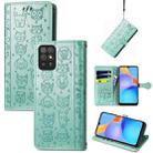 For Honor Play 5T Youth Cat and Dog Embossed Horizontal Flip Phone Leather Case with Holder & Card Slot & Wallet & Lanyard(Green) - 1