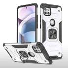 For Motorola One 5G Ace Magnetic Armor Shockproof TPU + PC Phone Case with Metal Ring Holder(Silver) - 1