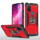 For Motorola One Hyper Magnetic Armor Shockproof TPU + PC Phone Case with Metal Ring Holder(Red) - 1