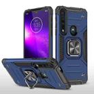 For Motorola One Macro / Moto G8 Plus Magnetic Armor Shockproof TPU + PC Phone Case with Metal Ring Holder(Blue) - 1