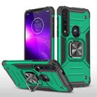 For Motorola One Macro / Moto G8 Plus Magnetic Armor Shockproof TPU + PC Phone Case with Metal Ring Holder(Dark Green) - 1