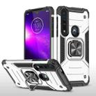 For Motorola One Macro / Moto G8 Plus Magnetic Armor Shockproof TPU + PC Phone Case with Metal Ring Holder(Silver) - 1