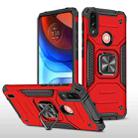For Motorola Moto E7 Power Magnetic Armor Shockproof TPU + PC Phone Case with Metal Ring Holder(Red) - 1