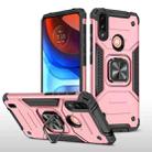 For Motorola Moto E7 Power Magnetic Armor Shockproof TPU + PC Phone Case with Metal Ring Holder(Rose Gold) - 1