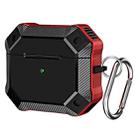 Carbon Fiber Texture TPU + PC Anti-fall Earphones Case with Hook For AirPods 3(Red) - 1