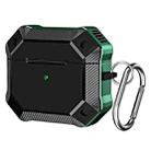 Carbon Fiber Texture TPU + PC Anti-fall Earphones Case with Hook For AirPods 3(Green) - 1