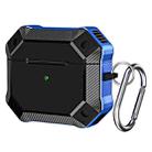 Carbon Fiber Texture TPU + PC Anti-fall Earphones Case with Hook For AirPods 3(Blue) - 1