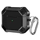 Carbon Fiber Texture TPU + PC Anti-fall Earphones Case with Hook For AirPods 3(Black) - 1