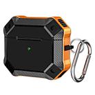 Carbon Fiber Texture TPU + PC Anti-fall Earphones Case with Hook For AirPods 3(Orange) - 1
