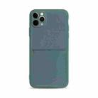 Liquid Silicone Skin Feel Shockproof Phone Case with Card Slot For iPhone 11 Pro(Dark Green) - 1