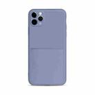 Liquid Silicone Skin Feel Shockproof Phone Case with Card Slot For iPhone 11 Pro(Lavender Grey) - 1