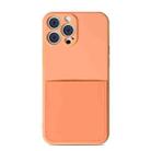 Liquid Silicone Skin Feel Shockproof Phone Case with Card Slot For iPhone 13 mini(Orange) - 1