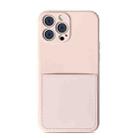 Liquid Silicone Skin Feel Shockproof Phone Case with Card Slot For iPhone 13(Pink) - 1