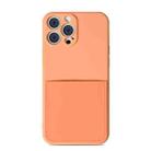 Liquid Silicone Skin Feel Shockproof Phone Case with Card Slot For iPhone 13(Orange) - 1