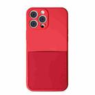 Liquid Silicone Skin Feel Shockproof Phone Case with Card Slot For iPhone 13 Pro(Red) - 1