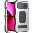 For iPhone 13 Camshield Shockproof Life Waterproof Dustproof Metal Case with Holder(Silver) - 1