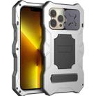 For iPhone 13 Pro Max Camshield Shockproof Life Waterproof Dustproof Metal Case with Holder (Silver) - 1