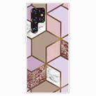 For Samaung Galaxy S22 Ultra 5G Marble Pattern Shockproof TPU Phone Case(Rhombus Orange Purple) - 1