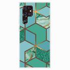 For Samaung Galaxy S22 Ultra 5G Marble Pattern Shockproof TPU Phone Case(Rhombus Green) - 1