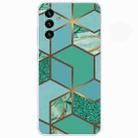 For Samsung Galaxy A13 5G Marble Pattern Shockproof TPU Phone Case(Rhombus Green) - 1