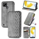 For OPPO Realme C21Y Cubic Grid Pressed Horizontal Flip Magnetic Leather Case with Holder & Card Slots & Wallet(Grey) - 1