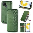 For OPPO Realme C21Y Cubic Grid Pressed Horizontal Flip Magnetic Leather Case with Holder & Card Slots & Wallet(Green) - 1