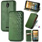 For Vodafone Smart E11 Cubic Grid Pressed Horizontal Flip Magnetic Leather Case with Holder & Card Slots & Wallet(Green) - 1