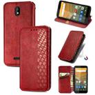 For Vodafone Smart E11 Cubic Grid Pressed Horizontal Flip Magnetic Leather Case with Holder & Card Slots & Wallet(Red) - 1