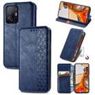 For Xiaomi Mi 11T / Mi 11T Pro Cubic Grid Pressed Horizontal Flip Magnetic Leather Case with Holder & Card Slots & Wallet(Blue) - 1