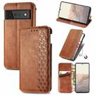 For Google Pixel 6 Cubic Grid Pressed Horizontal Flip Magnetic Leather Case with Holder & Card Slots & Wallet(Brown) - 1