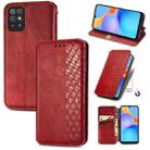 For Honor Play 5T Youth Cubic Grid Pressed Horizontal Flip Magnetic Leather Case with Holder & Card Slots & Wallet(Red) - 1