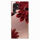 For Samaung Galaxy S22 Ultra 5G Painted Pattern High Transparent TPU Phone Case(Red Flower) - 1