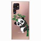 For Samaung Galaxy S22 Ultra 5G Painted Pattern High Transparent TPU Phone Case(Panda Climbing Bamboo) - 1