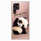 For Samaung Galaxy S22 Ultra 5G Painted Pattern High Transparent TPU Phone Case(Tilted Head Panda) - 1