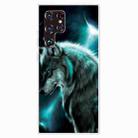 For Samaung Galaxy S22 Ultra 5G Painted Pattern High Transparent TPU Phone Case(Moonlight Wolf) - 1