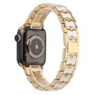 Big Diamond Three-bead Steel Strap Watch Band For Apple Watch Ultra 49mm / Series 8&7 45mm / SE 2&6&SE&5&4 44mm / 3&2&1 42mm(Gold+White) - 1