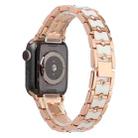 Big Diamond Three-bead Steel Strap Watch Band For Apple Watch Ultra 49mm / Series 8&7 45mm / SE 2&6&SE&5&4 44mm / 3&2&1 42mm(Rose Gold+White) - 1