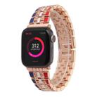 Five-beads Flag Style Steel Strap Watch Band For Apple Watch Series 8&7 41mm / SE 2&6&SE&5&4 40mm / 3&2&1 38mm(Red Blue Rose Gold) - 1