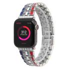 Five-beads Flag Style Steel Strap Watch Band For Apple Watch Series 8&7 41mm / SE 2&6&SE&5&4 40mm / 3&2&1 38mm(Red Blue Silver) - 1
