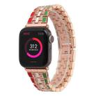 Five-beads Flag Style Steel Strap Watch Band For Apple Watch Series 8&7 41mm / SE 2&6&SE&5&4 40mm / 3&2&1 38mm(Red Green Rose Gold) - 1